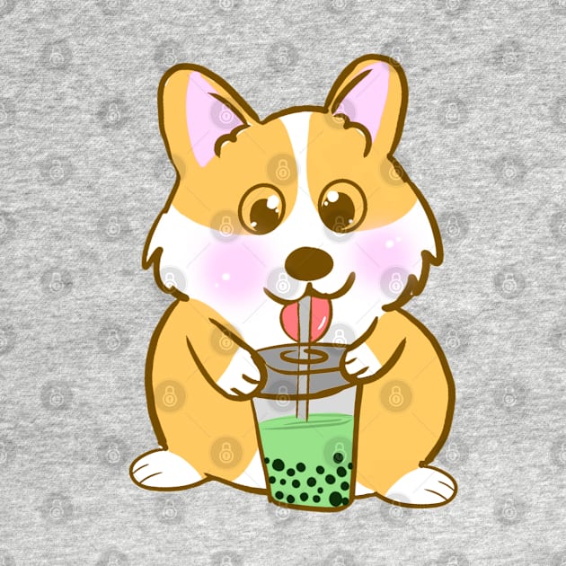 Corgi Bubble Tea Kawaii Corga Dog by Studio Hues